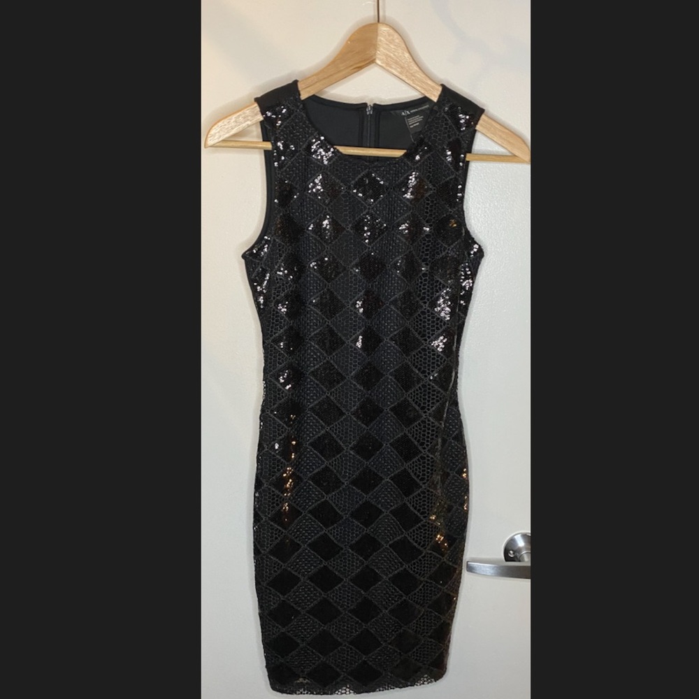 Armani Exchange A|X Black Diamond Sequin Dress